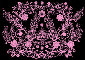 symmetrical pink on black design