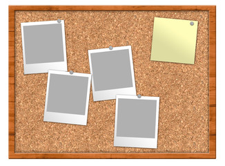Fototapeta premium Pinnwand mit Fotos und Notiz