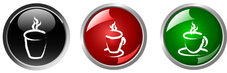 coffee and tea cup , hot drink button