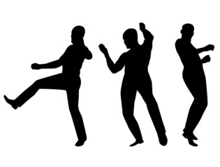 Collection of dancing young men. Vector illustration