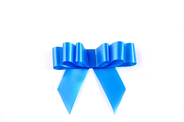 Blue ribbon isolated over white with clipping path.