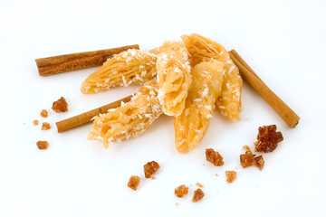 Sweets with coconut, cinnamon and brown sugar