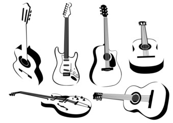 several images of guitars