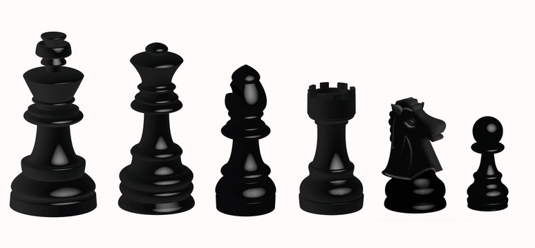 Piezas negras del ajedrez