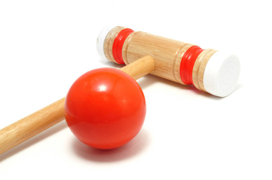 Orange Croquet Mallet And Ball