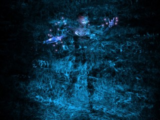 female wizard in mystic smoke