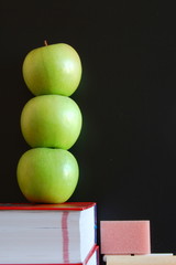 blank blackboard with apples