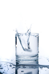 Glass of splashing water
