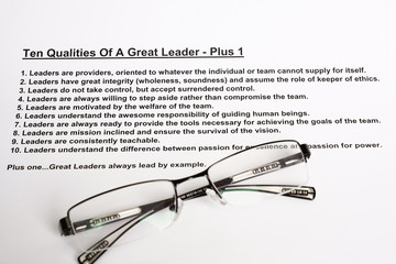 Ten qualities of a great leader - plus 1