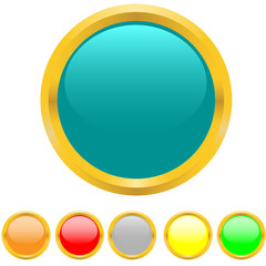 Multi-coloured buttons with a gold border