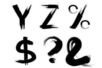 Set of vector painted letters for design