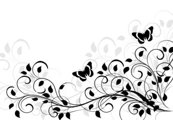 coin floral noir papillon