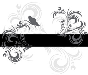 banniere floral tribal noir