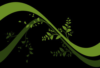 floral design - décoration vectorielle vert sur fond noir