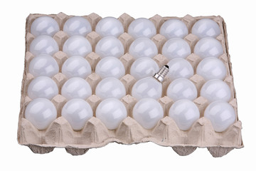 Thirty matte light bulbs in cardboard packing