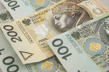 polish zloty banknotes background - 12901078