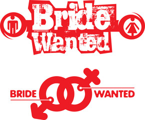 Bride Wanted illustration with wedding symbol
