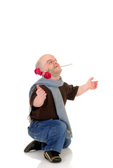 Dwarf, little man with rose