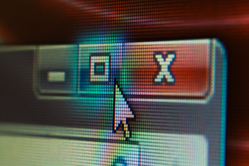 Extreme Closeup of Mouse Cursor Over Maximize Button