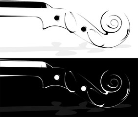 Vector. A violin contour on white and on a black background © VolkovaElena