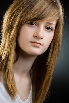 Closeup portrait of teen girl