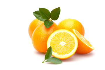 fresh oranges on white