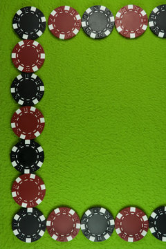 Poker red and black chips frame