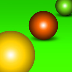 Yellow green and brown snooker balls