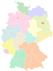 Fototapeta premium Deutschland - Bundesländer und Regionen nach NUTS-2 level