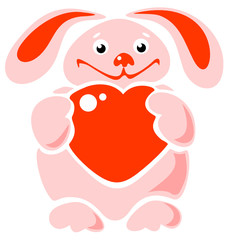 happy rabbit with heart