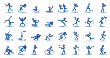 Icônes de Sport (bleu) - obrazy, fototapety, plakaty