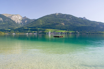 beuatiful alpine lake with crystal water
