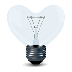 Electric bulb in the form of a heart. Isolated 3D image
