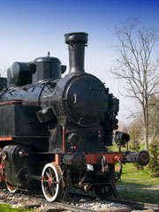 Obraz na płótnie Canvas Old steam locomotive, detail