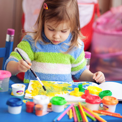 Little girl painting