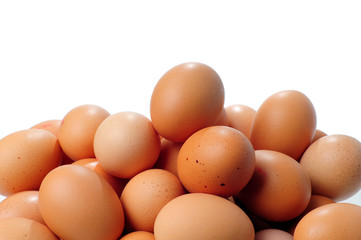 A lots of brown chicken eggs