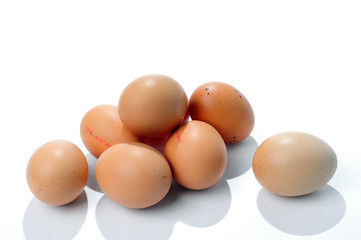A lot of brown chicken eggs