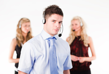 Businessteam with headsets
