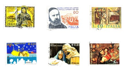 italian old stamps, religious imagines