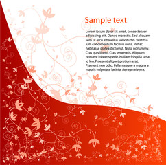 Red floral background with space for text.