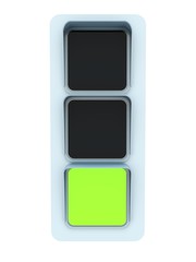 Green traffic light isolated on white