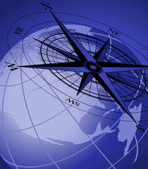 Compass on Globe