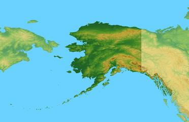 Map of Alaska with Terrain