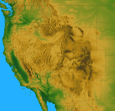 Terrain map of the Western United States
