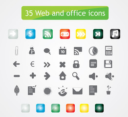 35 web and office icons. Vector.