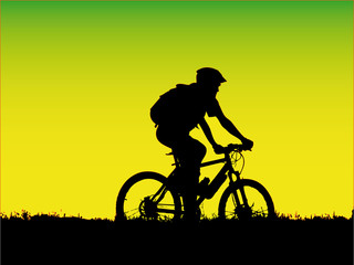 vector - mountain biker girl silhouette