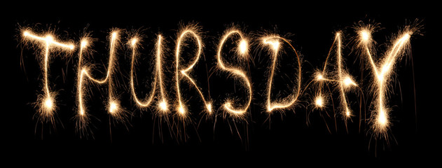 Day of week Thursday it is written sparkler.
