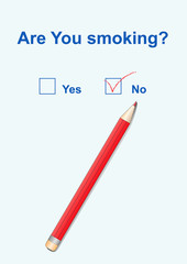 The negative answer to a question on smoking and red pencil