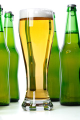 Glass and bottle of beer