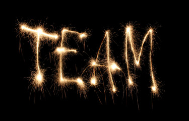 Word team written sparkler.